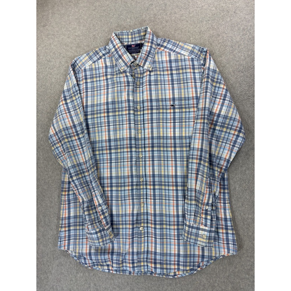 Vineyard Vines Slim Fit TUCKER Plaid Button Down Shirt (Men's Large) Blue - Picture 1 of 11